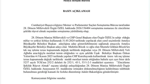 Özgür Özel ve Veli Ağbaba hakkında rüşvet iddiasıyla fezleke hazırlandı