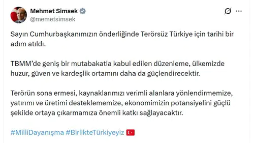 Mehmet Şimşek terörün bitişinin ekonomiye etkisini açıkladı