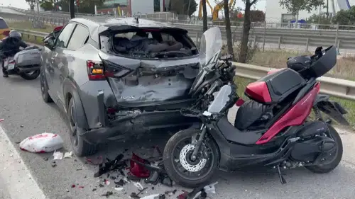 TEM Otoyolu'nda görev başındaki polise acı kaza: Emniyet şeridinde çarpışma
