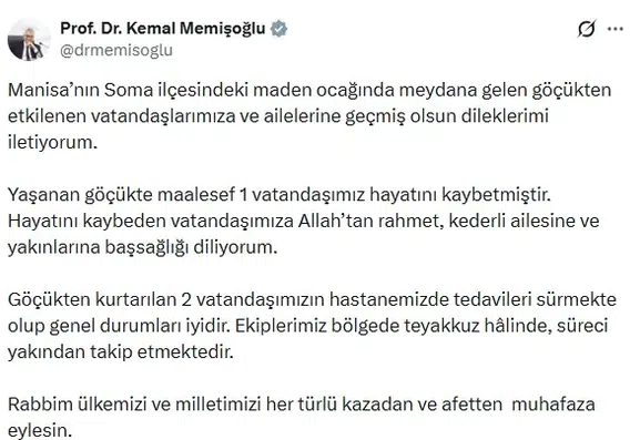 Soma'dan gelen acı haber: Maden ocağındaki göçükte bir can kaybı
