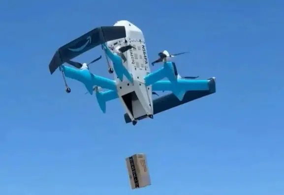 Amazon dronu siparişi bahçe havuzuna indirdi