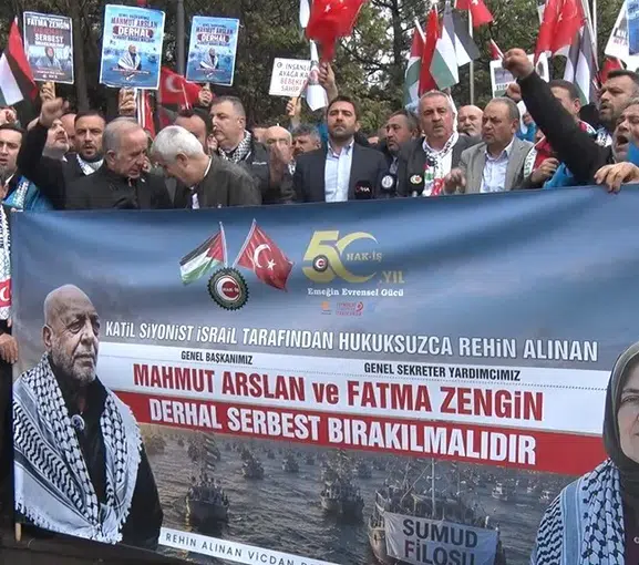 İsrail Büyükelçiliği önünde HAK-İŞ'ten gözaltı protestosu