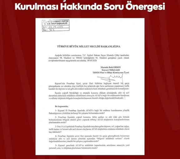 Pınarbaşı için AFAD çağrısı Meclis gündeminde