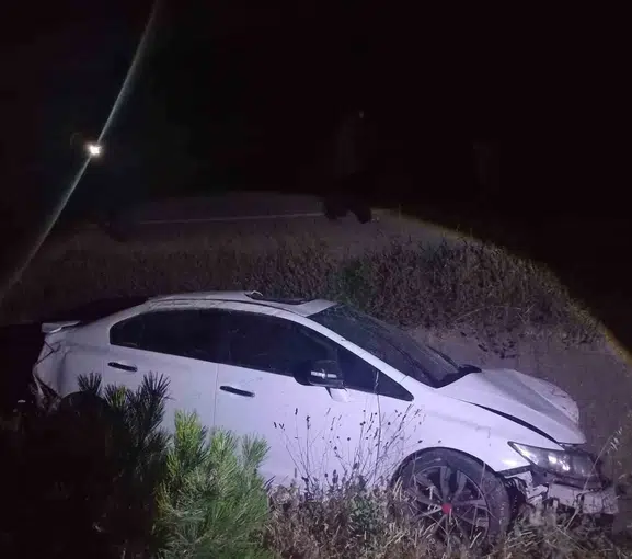 Söğüt yolunda direksiyon hakimiyeti kaybolunca araç kanala uçtu