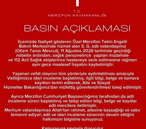 Amasya’da bakımevinde şüpheli ölüm sonrası inceleme başlatıldı
