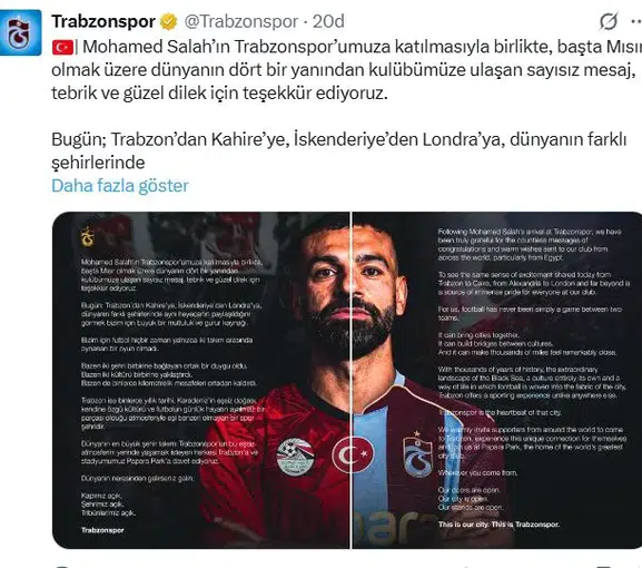Trabzonspor Salah transferiyle dünyaya kapılarını açtı