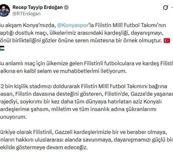 Konya'da Filistin İçin Tek Yürek: Erdoğan'dan Tarihi Dayanışma Mesajı