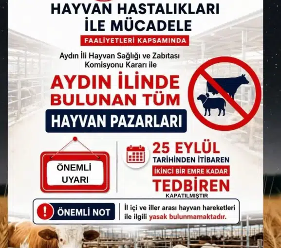 Aydın'da hayvancılık sektöründe kritik karar: Pazarlar süresiz kapatıldı
