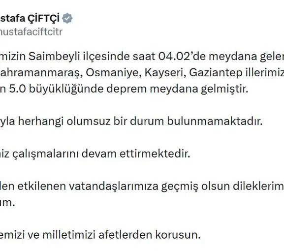 Adana merkezli sarsıntı bölgeyi ayağa kaldırdı: Bakan Çiftçi'den ilk açıklama geldi