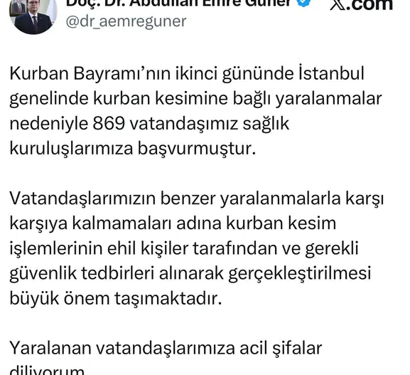 Kurban kesimi İstanbul hastanelerinde yoğunluk yarattı