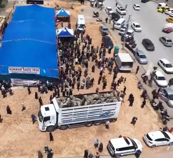 Gaziantep kurban pazarında havadan denetim dönemi