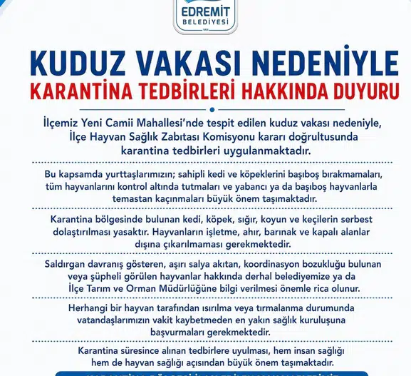 Van Edremit’te kuduz karantinası Hayvanlar sokağa çıkamayacak
