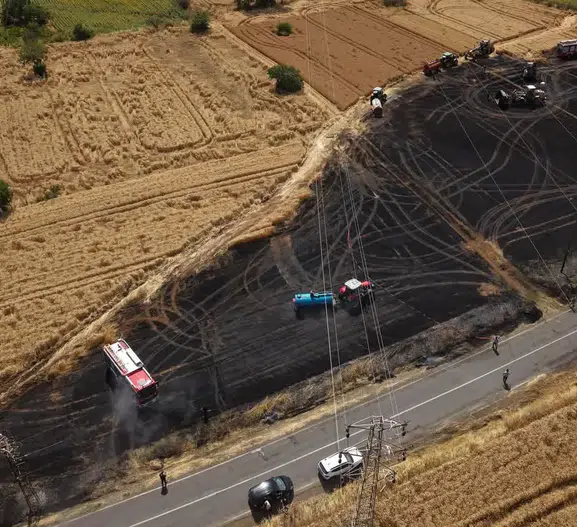 Tekirdağ'da tarım arazisinde yangın paniği
