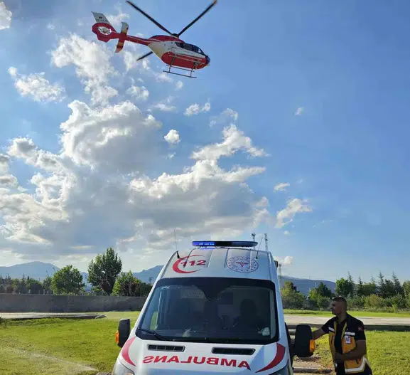 Prematüre bebeğin hastane transferi hava yoluyla yapıldı