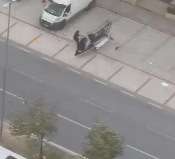 Avcılar’da fırtınaya yakalanan yayanın üzerine tabela düştü