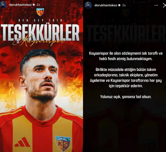 Dorukhan Toköz Kayserispor ile yollarını ayırdı