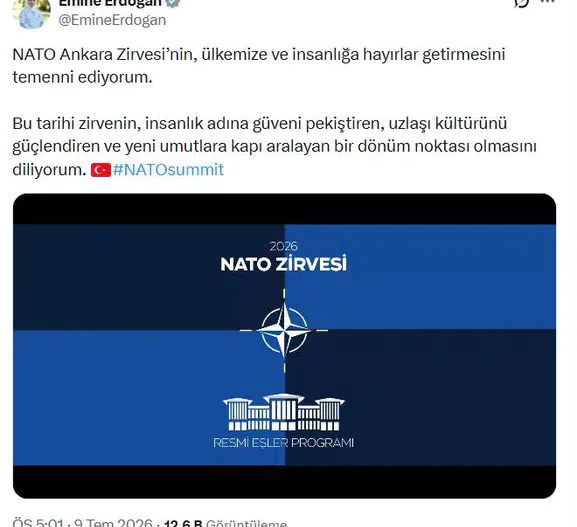 Emine Erdoğan'dan NATO Ankara Zirvesi için birlik mesajı
