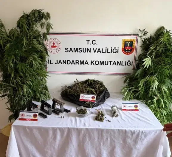 Samsun'da bir eve düzenlenen baskında çok sayıda uyuşturucu ve silah bulundu