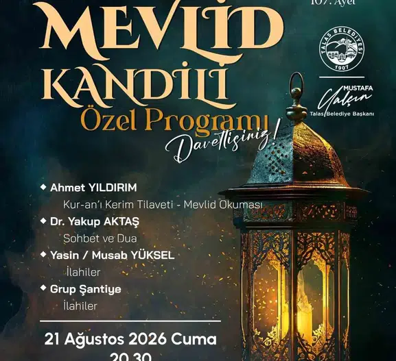 Talas Belediyesi Mevlid Kandili için özel bir buluşma düzenliyor