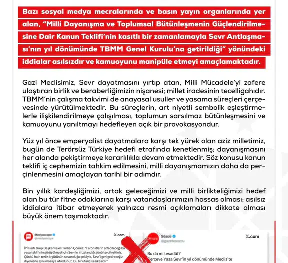 Meclis'teki yasa teklifiyle Sevr arasında bağ kurulmasına tepki