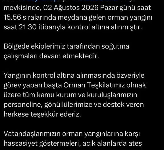 Çanakkale Bayramiç’teki orman yangını kontrol altına alındı