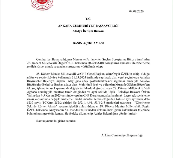 Özgür Özel ve Veli Ağbaba hakkında rüşvet iddiasıyla fezleke hazırlandı