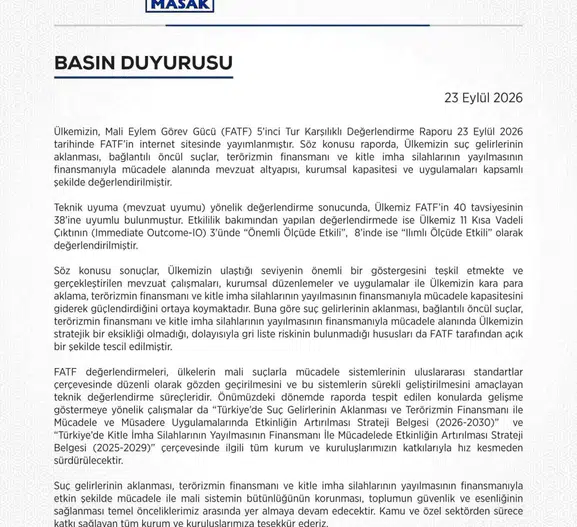 Türkiye'nin mali suçlarla mücadelesi uluslararası tescil aldı: Gri liste riski geride kaldı