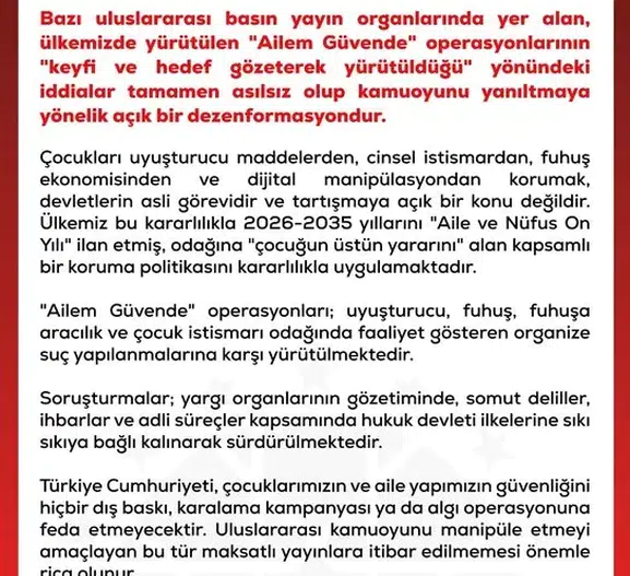 Uluslararası kamuoyunda Ailem Güvende operasyonlarına yönelik karalama kampanyasına sert yanıt
