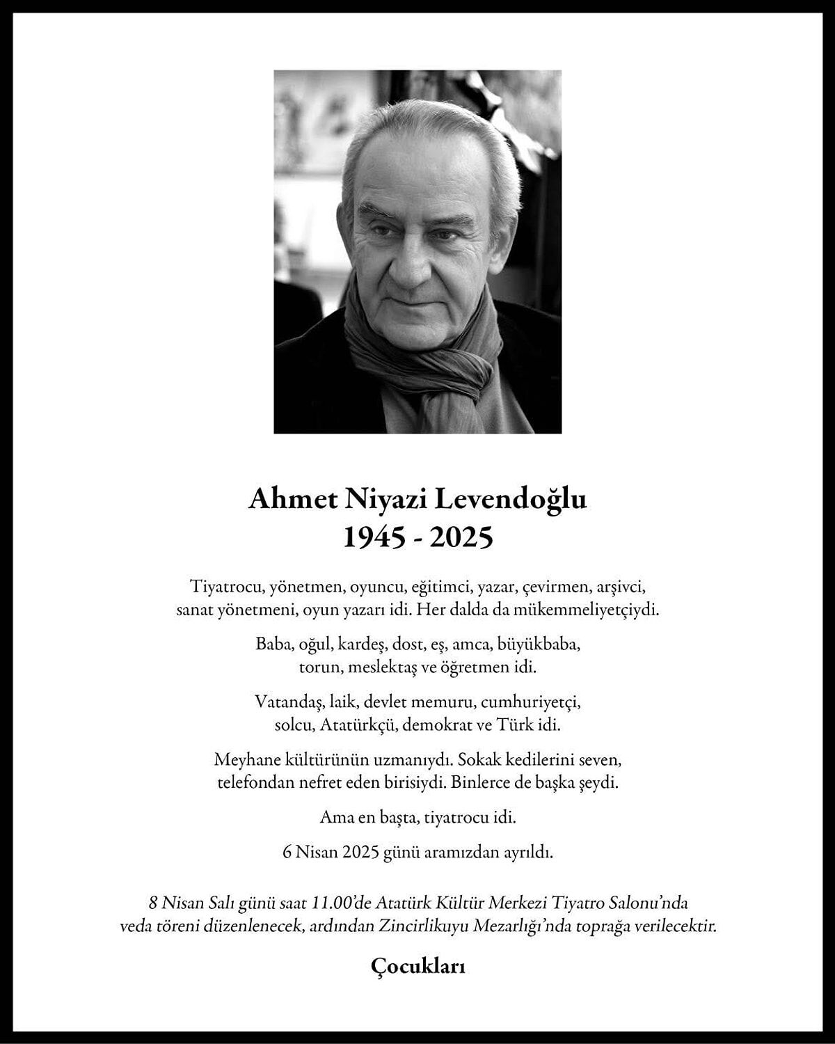 Ahmet Levendoğlu Hayatını Kaybetti