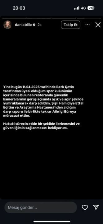 Danla Bilic Eski Sevgilisi Berk Çetin Tarafından Darp Edildi “Aylarca Sustum, Artık Dayanamıyorum” (2)