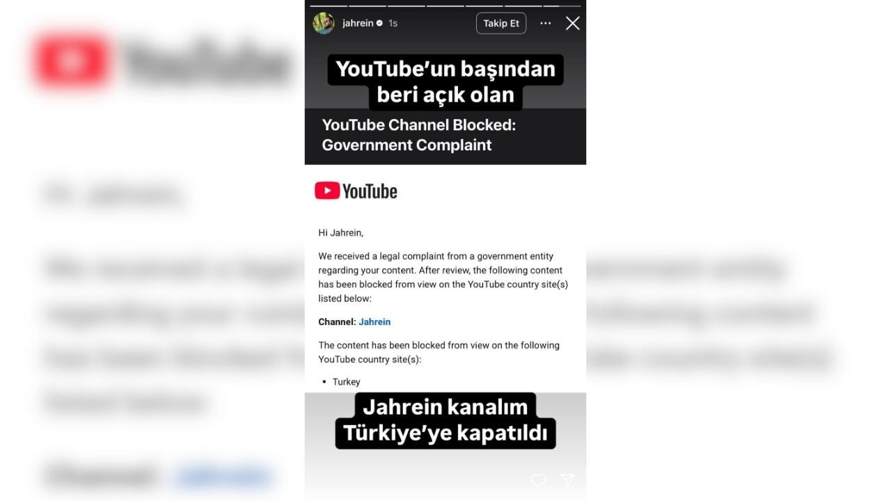 Jahrein'in Youtube Kanalı Erişime Engellendi (1)