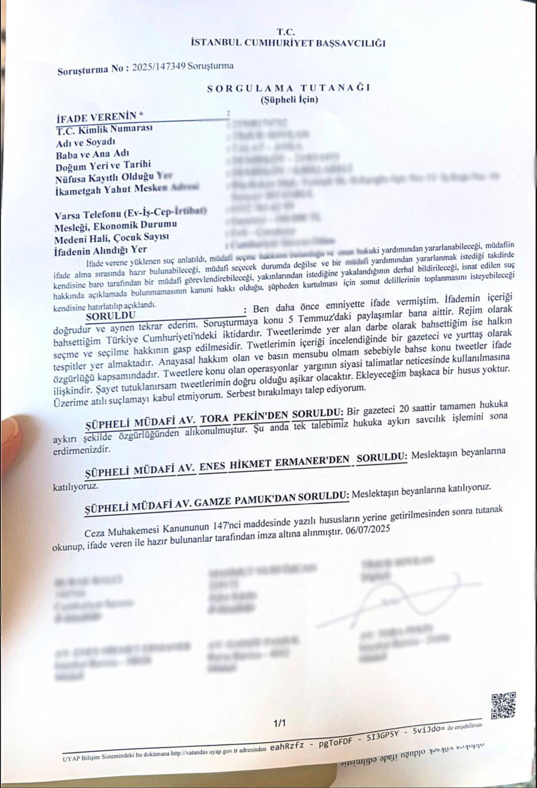 Gazeteci Timur Soykan'ın Savcılık İfadesi Ortaya Çıktı Anayasal Hakkımı Kullandım (2)