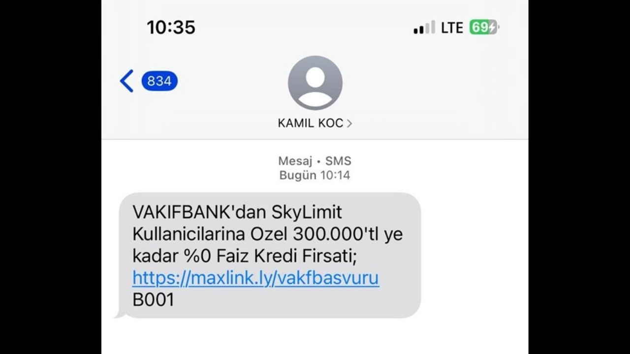 Kamil Koç Hacklendi Vakıfbank Müşterilerine Virüslü Sms’ler Geliyor
