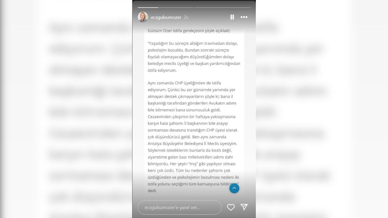 Manavgat Belediye Başkan Yardımcısı Gülsüm Özer Görevlerinden Ve Chp’den Istifa Etti