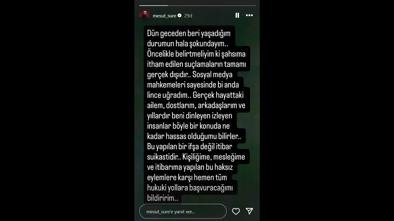 Mesut Süre’den Iddialar Hakkında Açıklama ‘’İtibar Suikastı’’