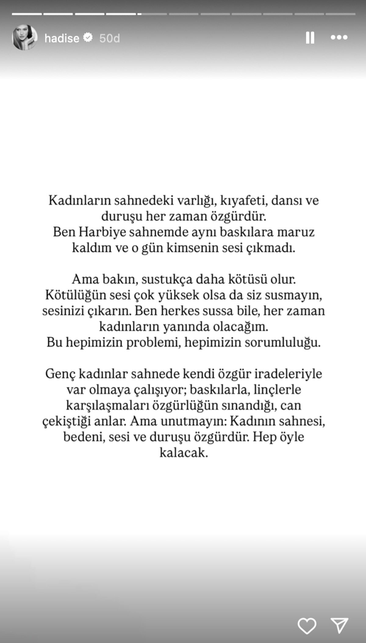 Hadise’den Manifest Kızlarına Sitemli Destek “Sustukça Daha Kötüsü Olur” 2