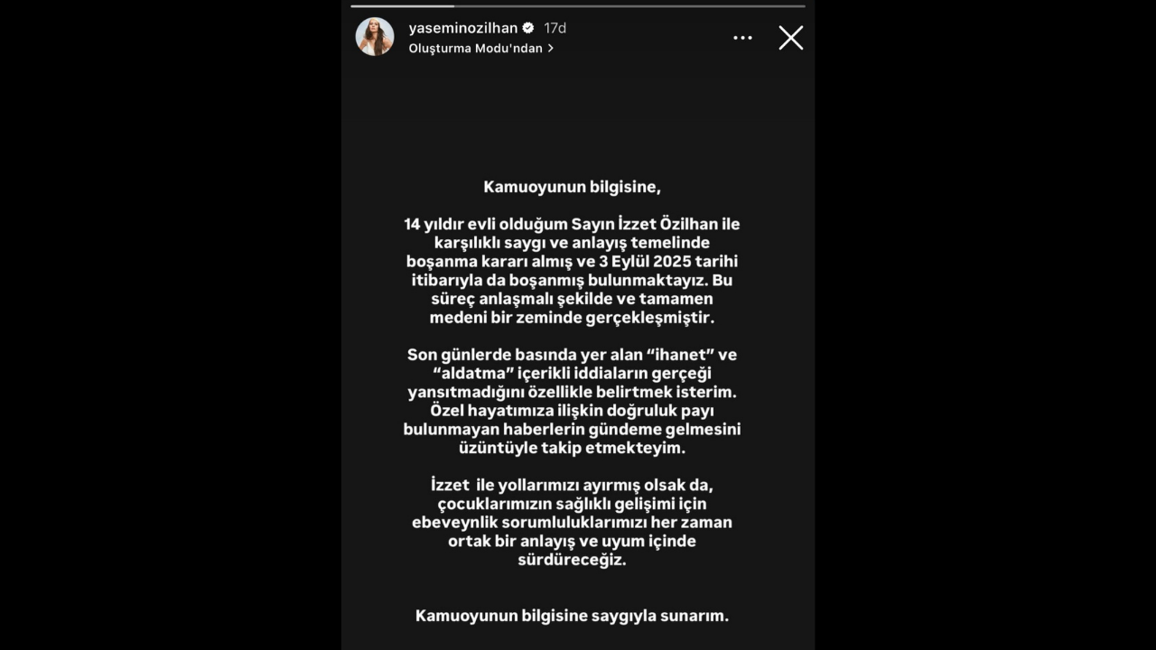 Yasemin Özilhan, 14 Yıllık Eşi İzzet Özilhan’dan Boşandığını Açıkladı