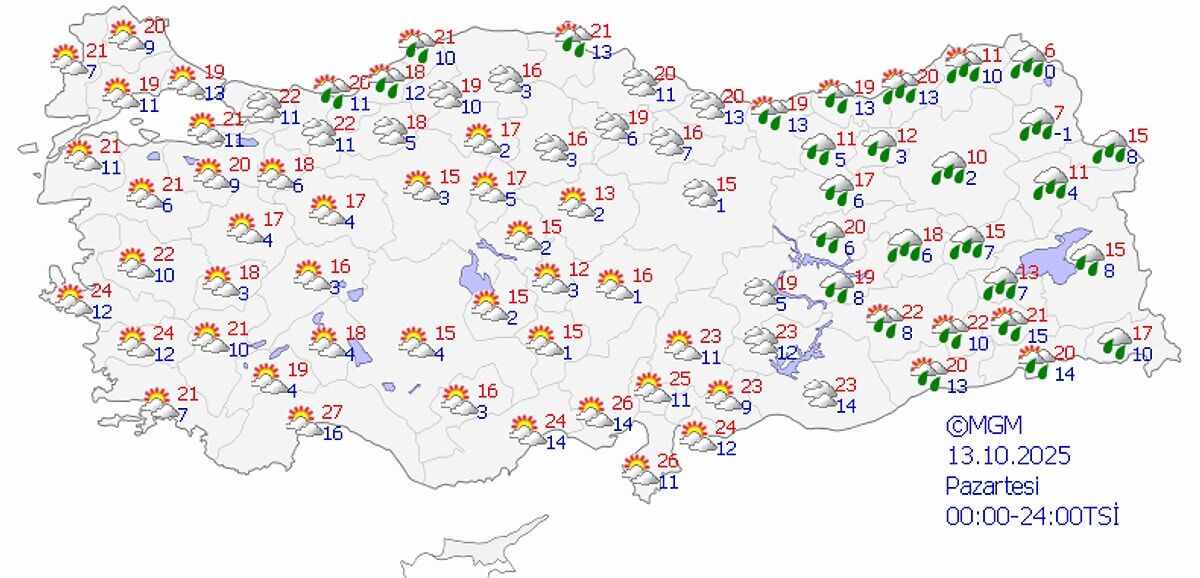 Türkiye’ye Mevsimin İlk Karı Geliyor! 12 Ekim Pazar Hava Durumu 3