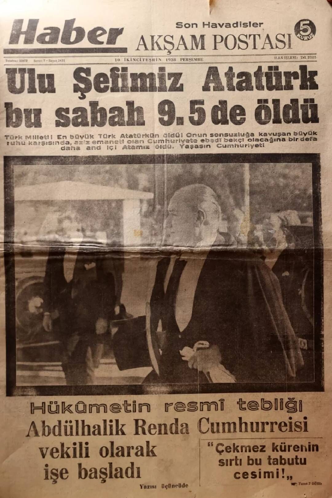 10 Kasım 1938 tarihli gazeteler Atatürk'ün ölüm haberini nasıl duyurdu? 1
