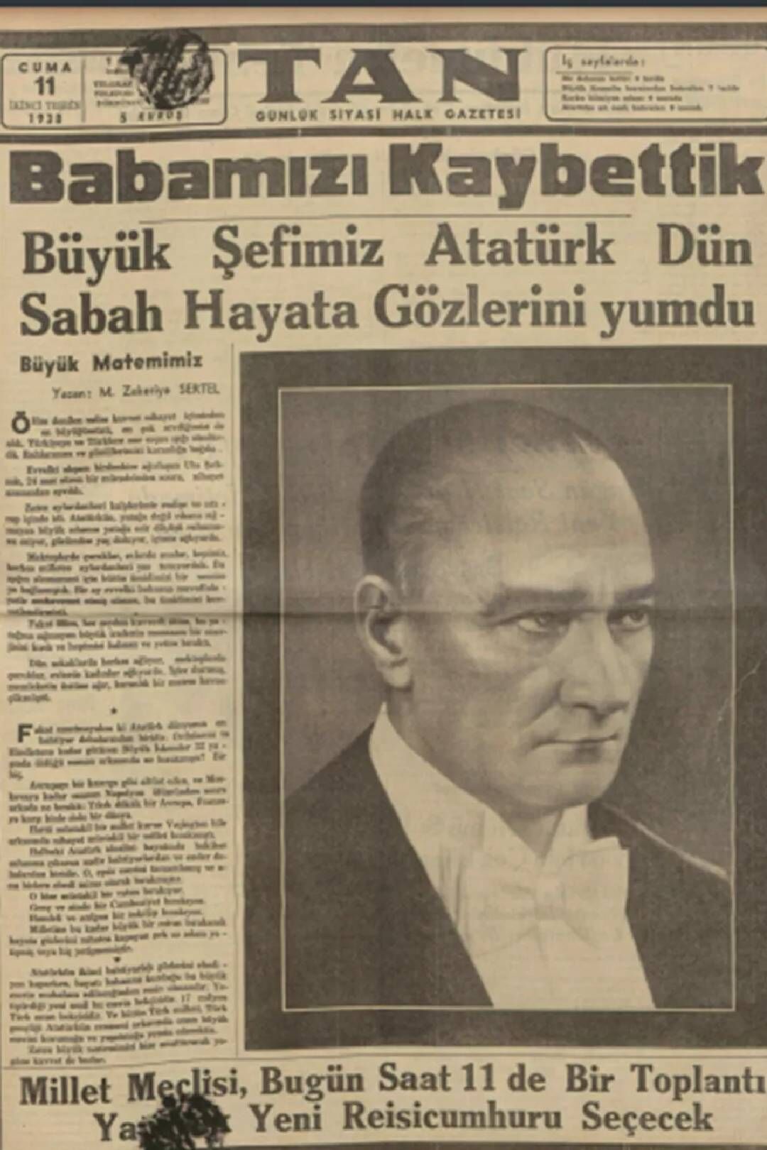 10 Kasım 1938 tarihli gazeteler Atatürk'ün ölüm haberini nasıl duyurdu? 5