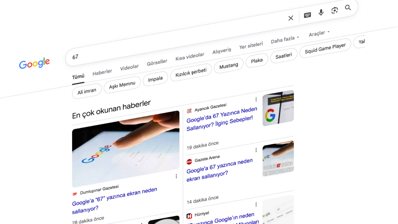 Google'ın Gizli Şakası Arama Çubuğuna 67 Yazınca Ekran Neden Sallanıyor