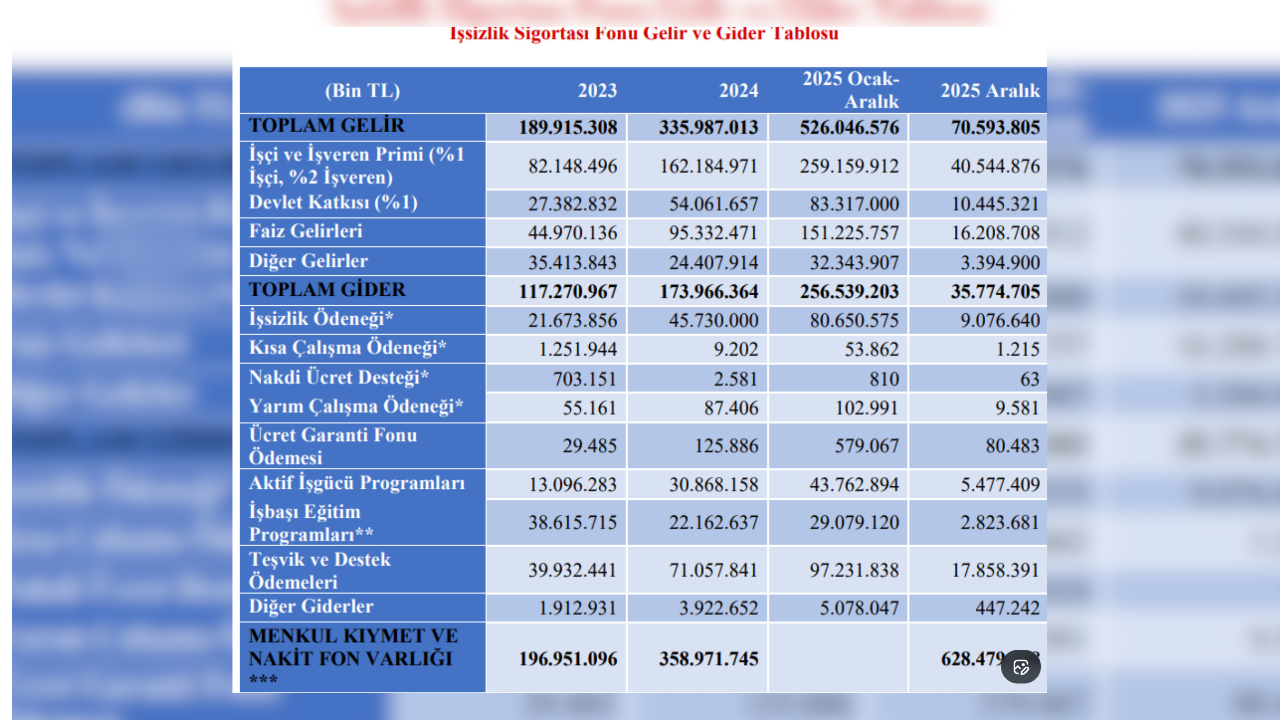 Işsizlik Ödenek Verileri