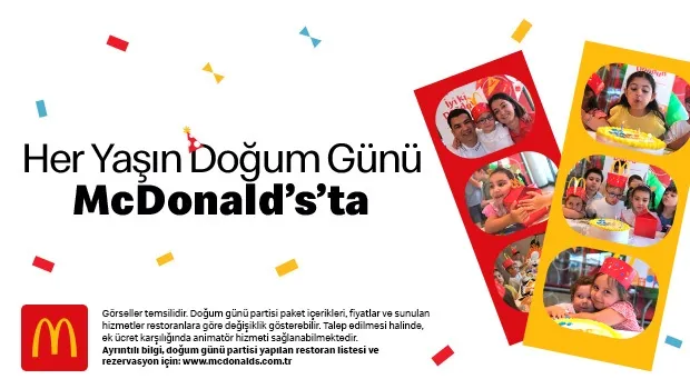McDonald’s’ta sadece çocuklar değil yetişkinler de doğum günü partisi yapabilecek