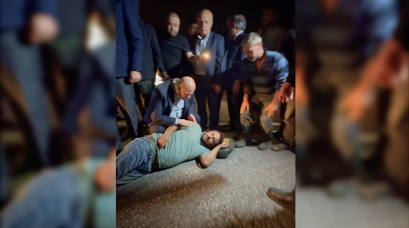 Protokol üyeleri kaza yerinde: Yaralı vatandaşa ilk müdahale vali ve vekilden geldi