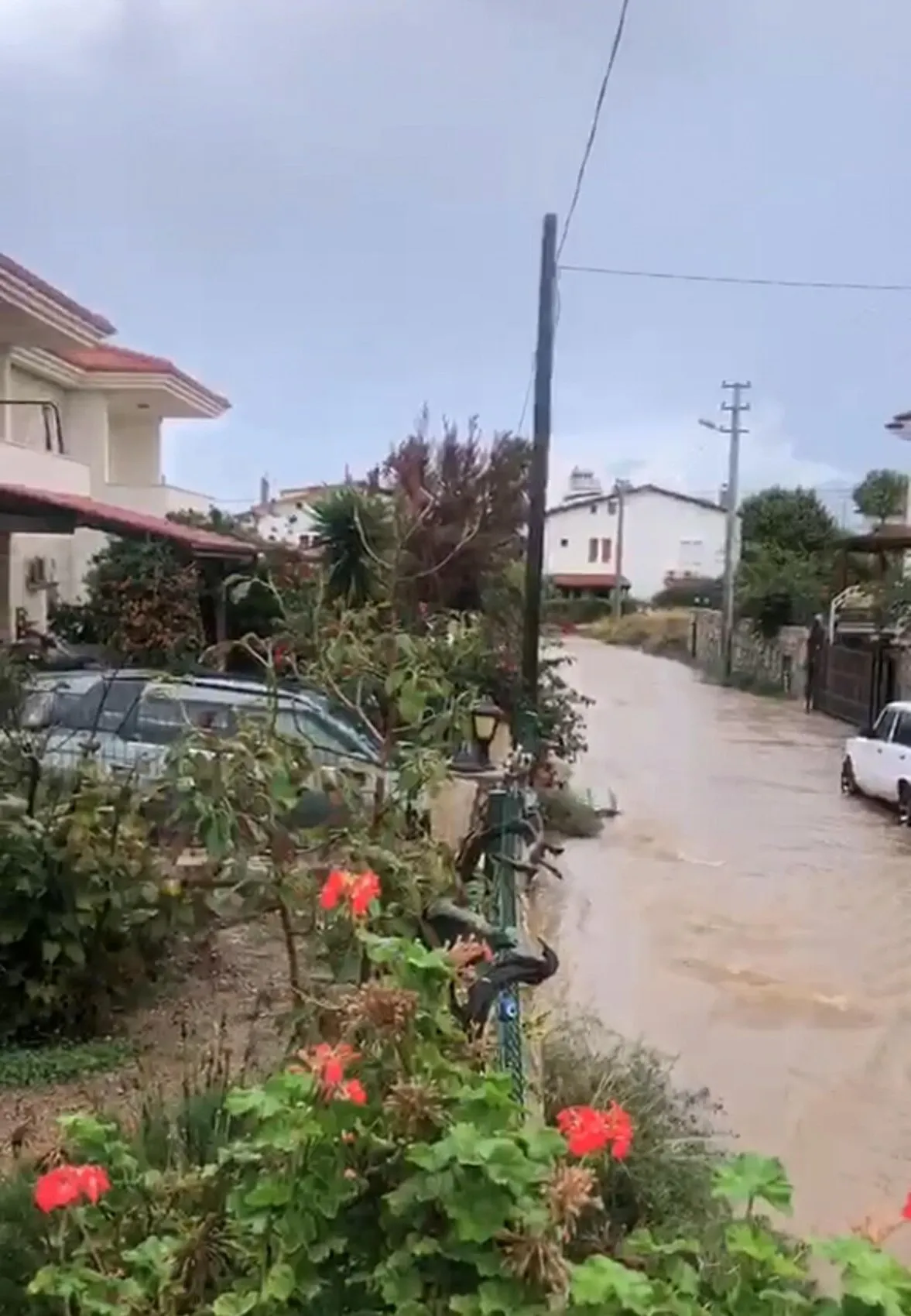 Datça'da hayatı felç eden sağanak: Araçlar sular altında kaldı
