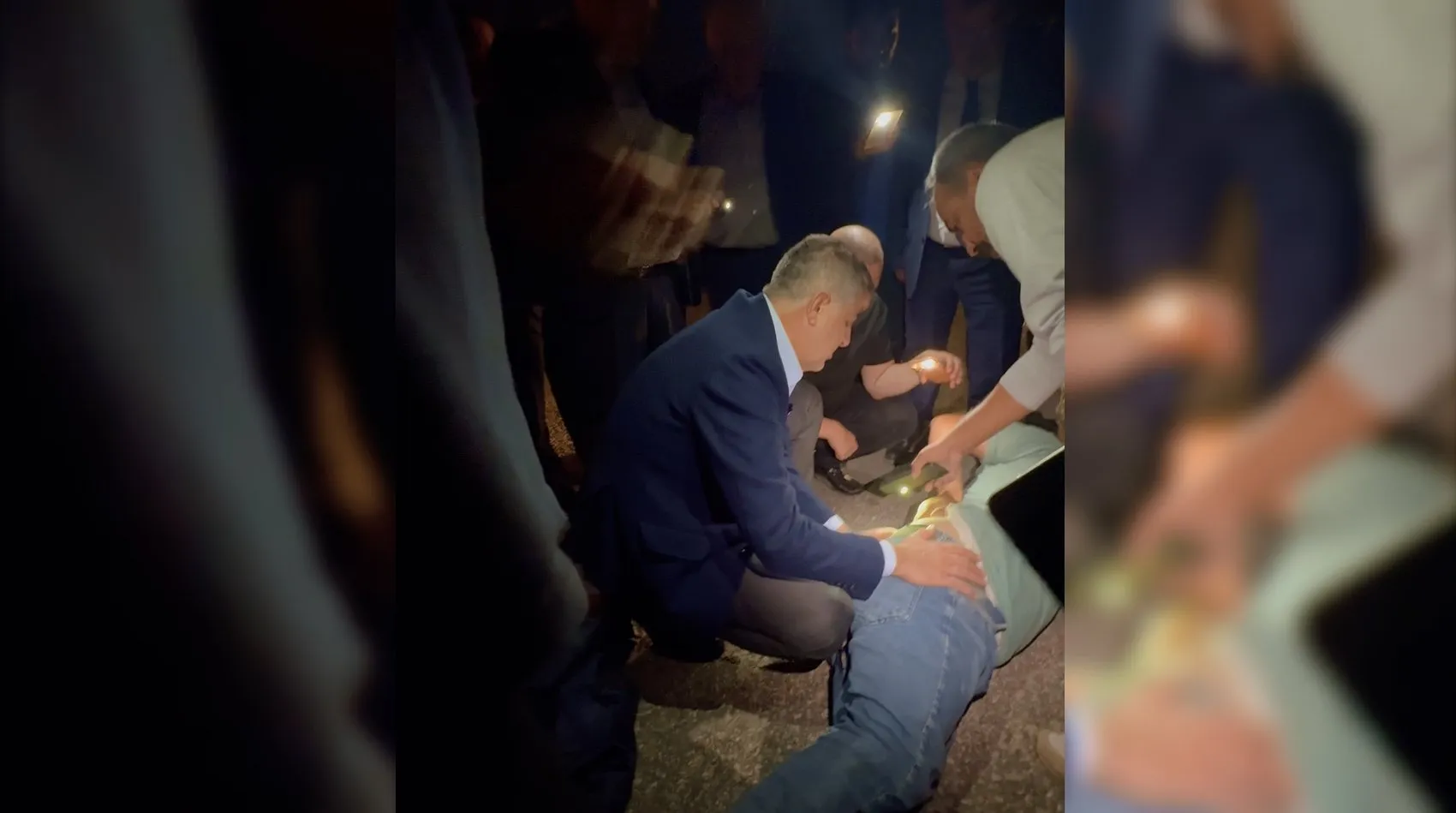Protokol üyeleri kaza yerinde: Yaralı vatandaşa ilk müdahale vali ve vekilden geldi