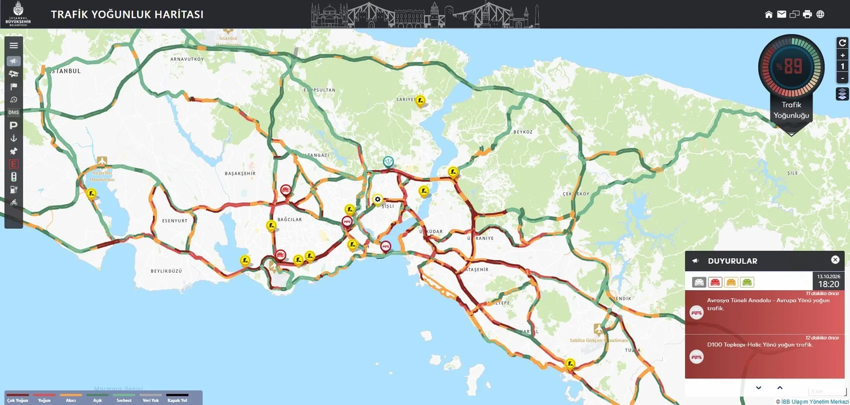 Megakentte akşam trafiği kilitlendi: Yüzde 89 yoğunlukla hayat durma noktasına geldi