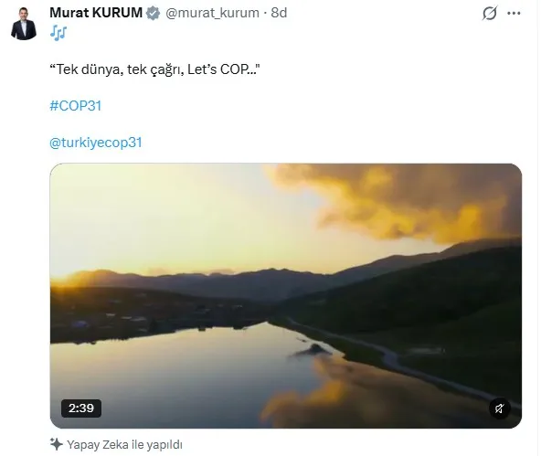 İklim Zirvesi İçin Küresel Çağrı: Türkiye'nin COP31 Şarkısı Hazır