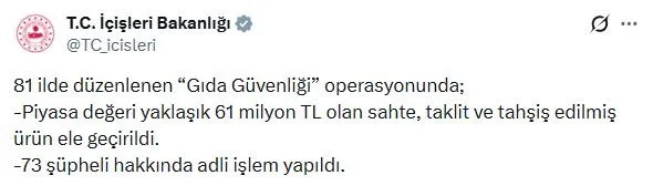 Sofralara sızan 61 milyonluk tehlike: 81 ilde eş zamanlı gıda operasyonu