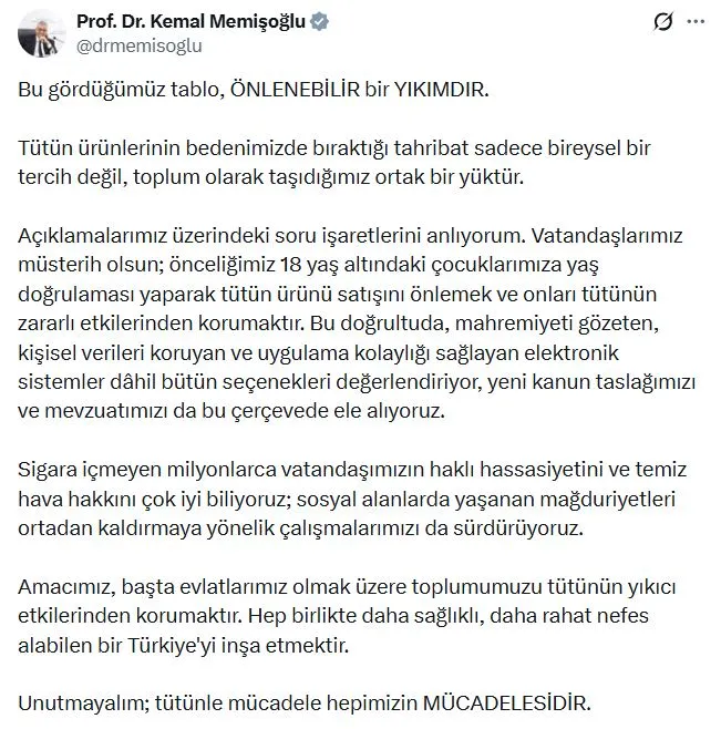 Bakan Memişoğlu'ndan tütünle mücadelede yeni dönem: Çocukları korumak için dijital kalkan geliyor